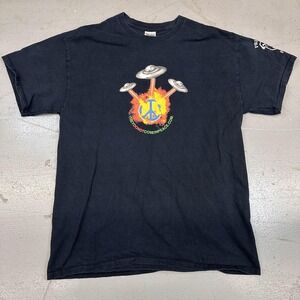 They Do Not Come In Peace Shirt Mens Large Black UFO Level 7 Graphic Tee Gildan